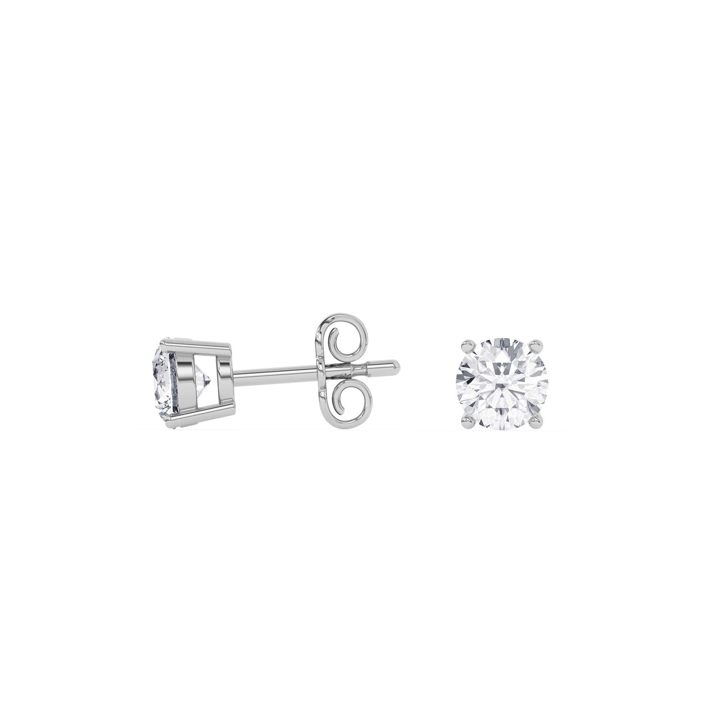 4 Prong Round Studs - Platinum, 1.00 ct