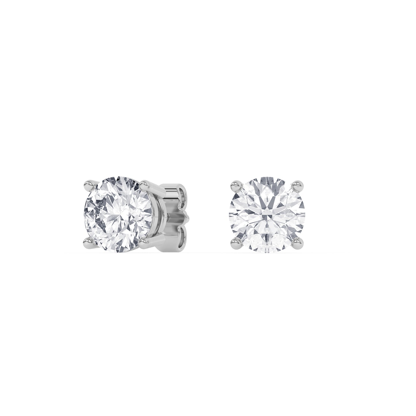 4 Prong Round Studs - Platinum, 3.00 ct