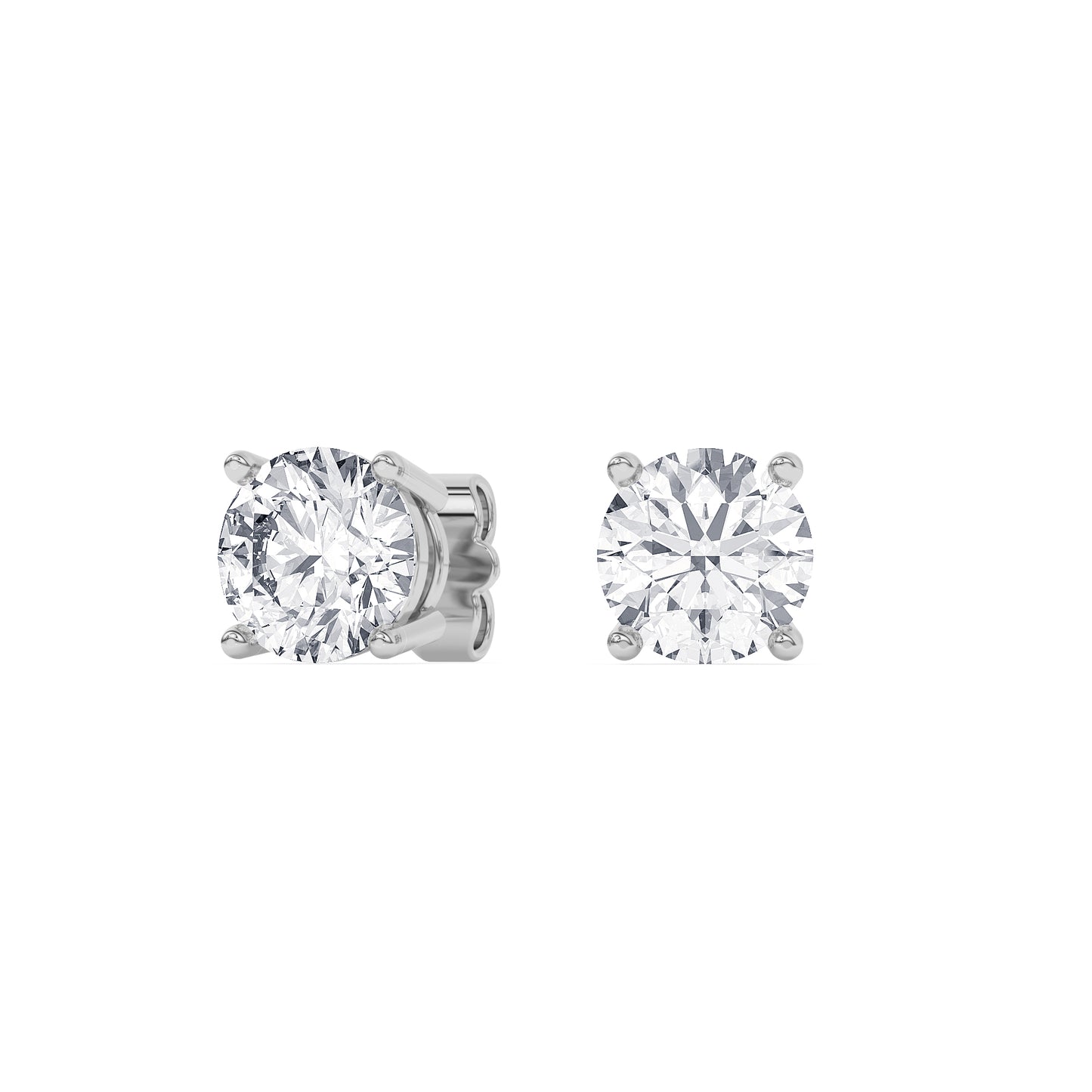 4 Prong Round Studs - 14K white Gold, 4.00 ct