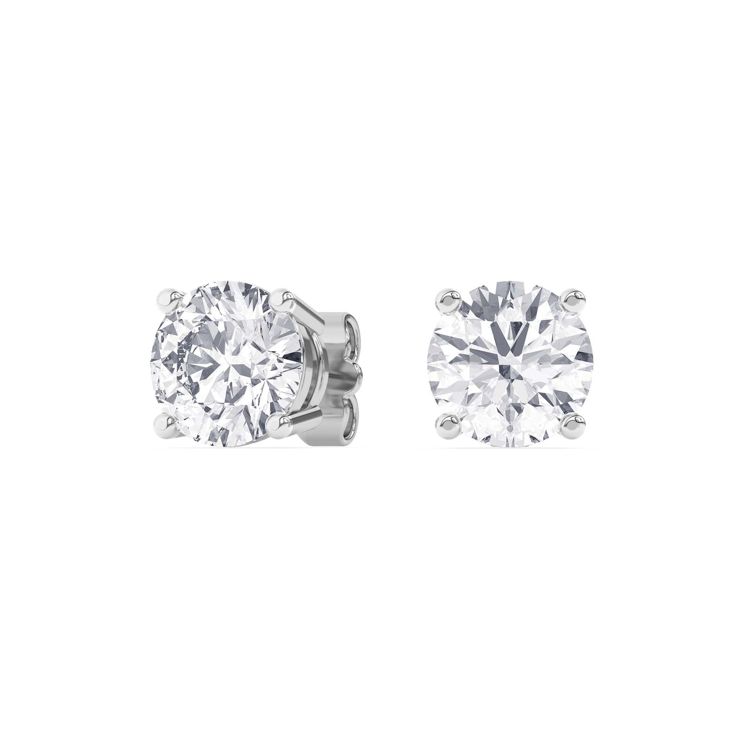 4 Prong Round Studs - 14K white Gold, 6.00 ct