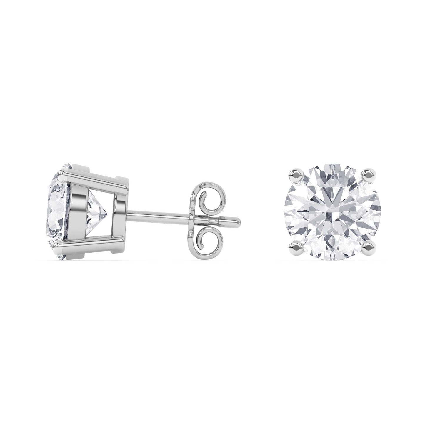 4 Prong Round Studs - 14K white Gold, 6.00 ct