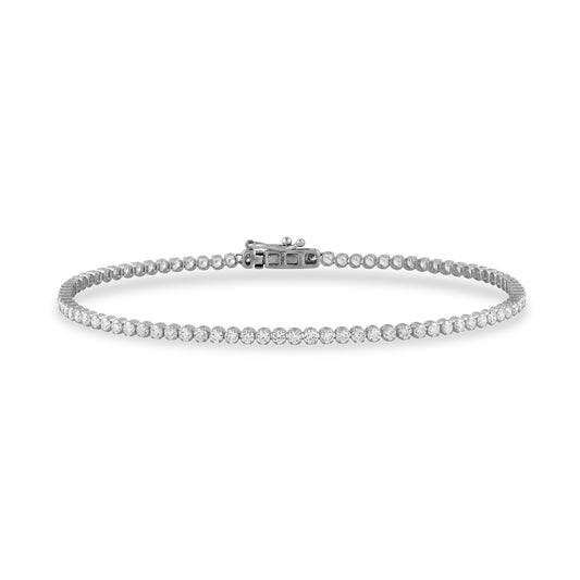 4 Prong Round Light Weight Tennis Bracelet - 14K white Gold, 1.25 ct