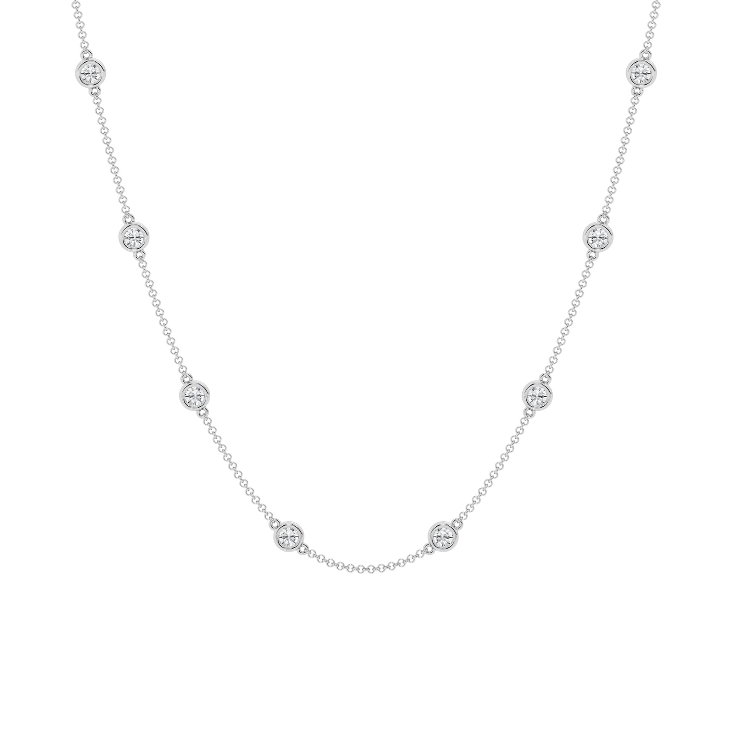 Diamond By The Yard Necklace – 14K White Gold, 2.00 ct