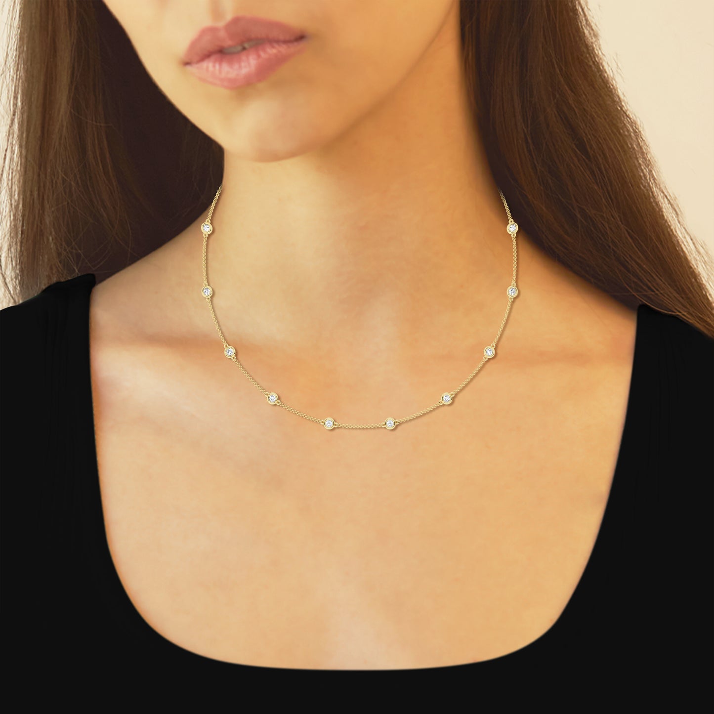 Diamond By The Yard Necklace – 14K Yellow Gold, 2.00 ct