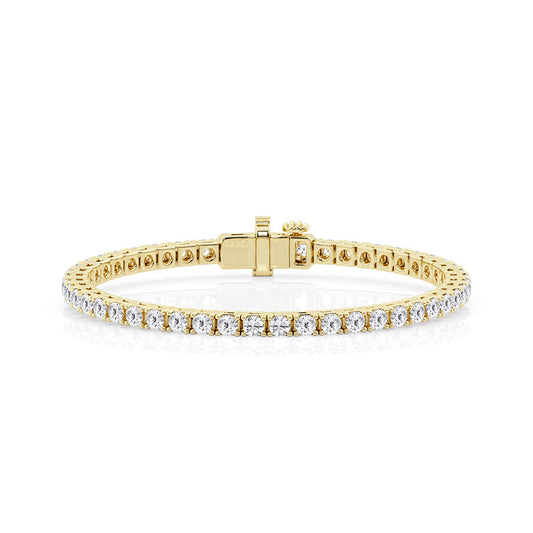 4 Prong Round Tennis Bracelet – 14K Yellow Gold, 10.00 ct, Heavyweight