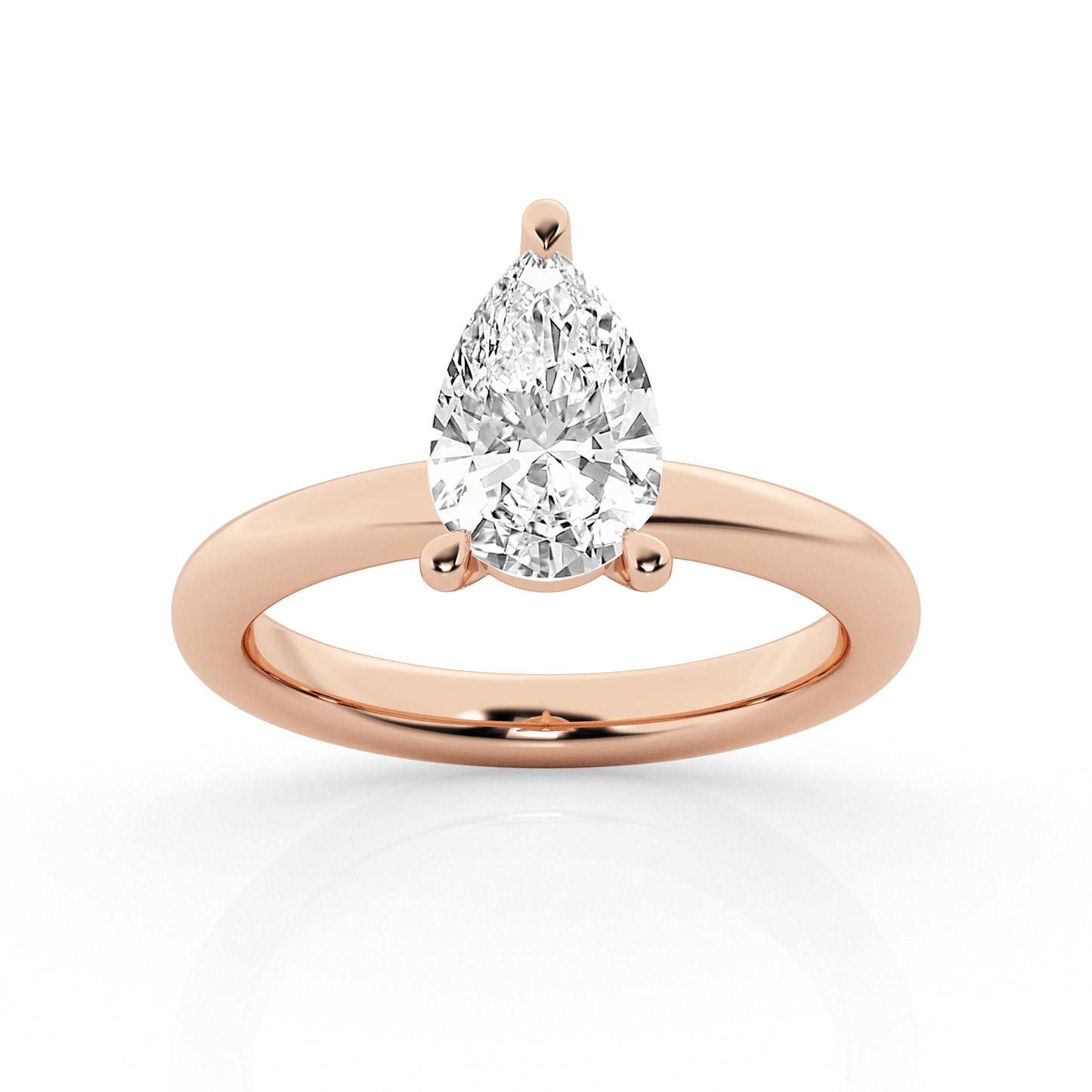 Pear Solitaire Engagement Ring – 14K Rose Gold, 4.00 ct