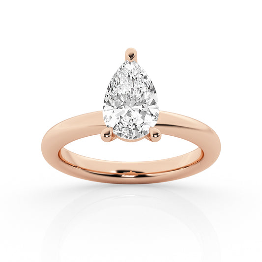 Pear Solitaire Engagement Ring – 14K Rose Gold, 3.00 ct