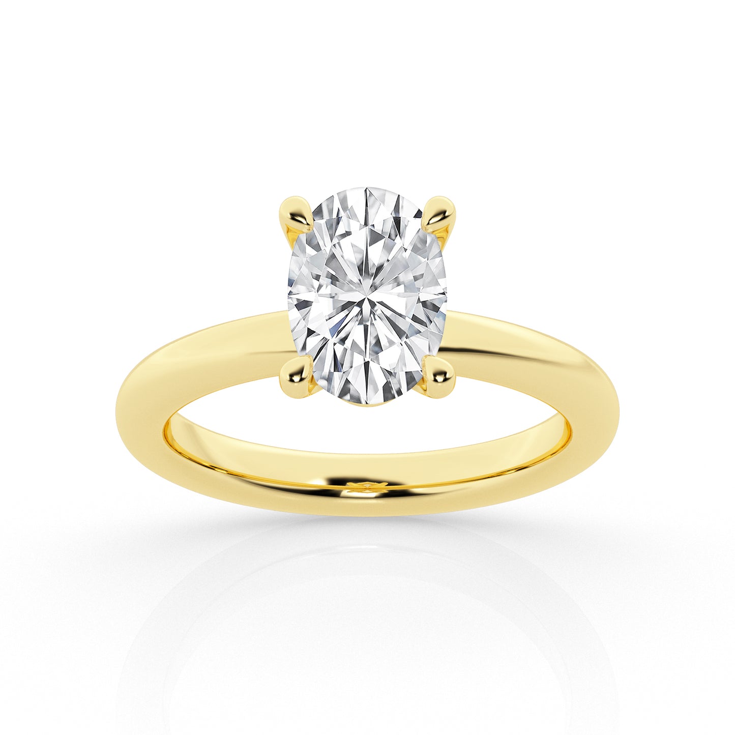 Oval Solitaire Engagement Ring – 14K Yellow Gold, 2.00 ct