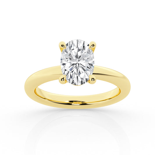 Oval Solitaire Engagement Ring – 14K Yellow Gold, 2.00 ct