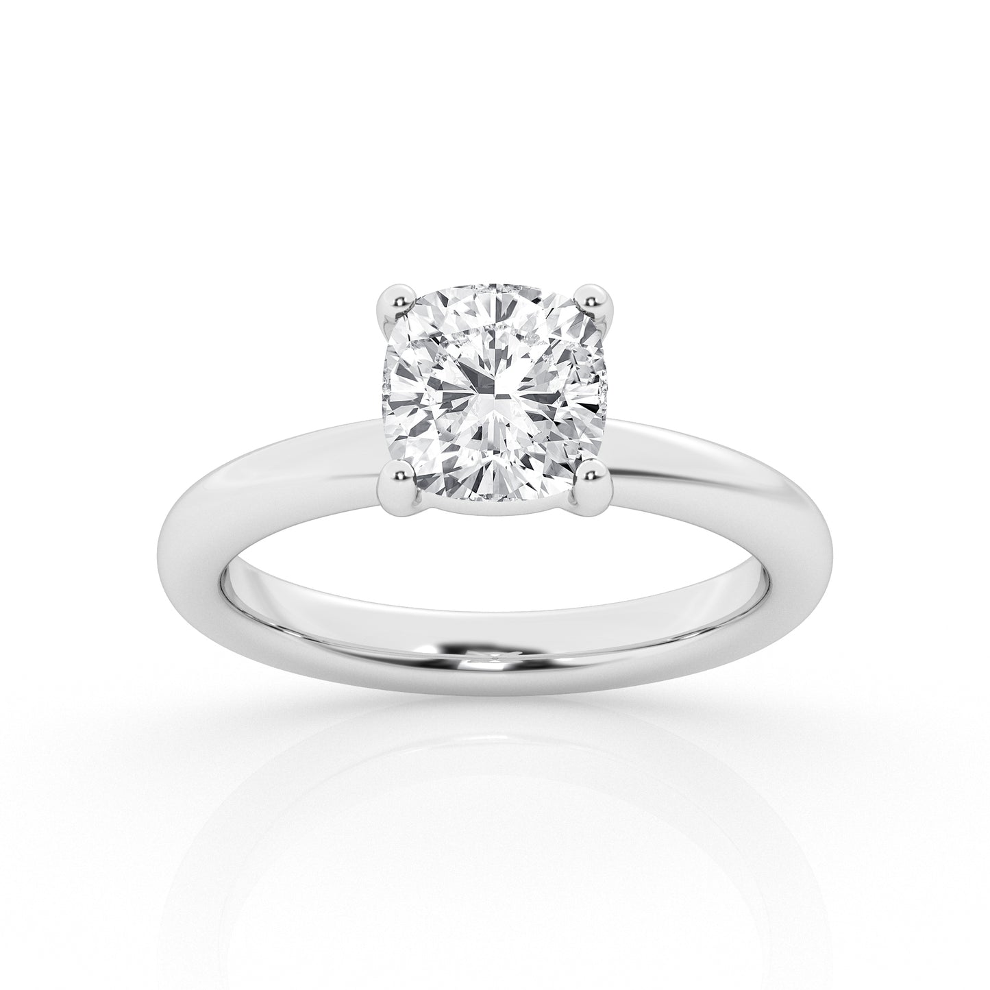Cushion Solitaire Engagement Ring – 14K White Gold, 1.00 ct