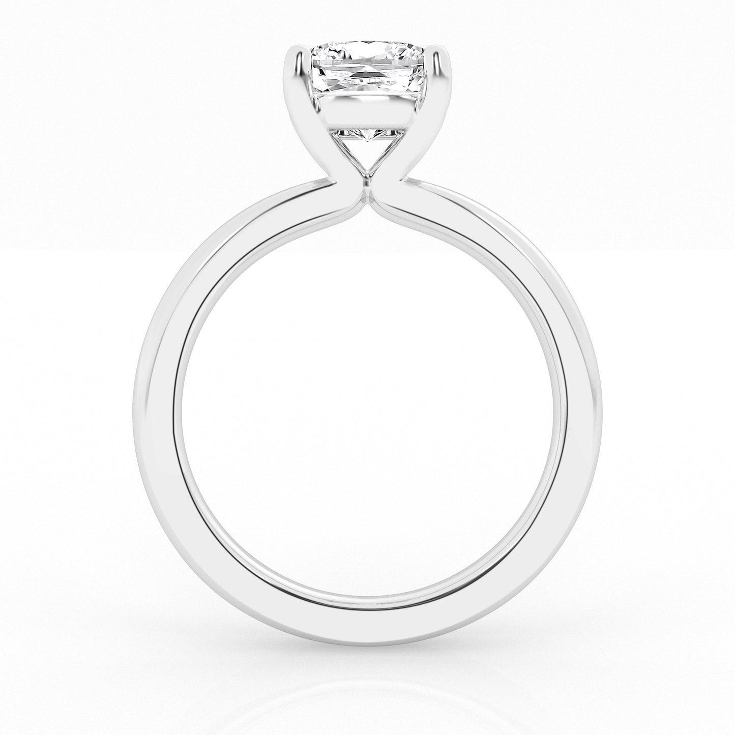 Cushion Solitaire Engagement Ring – 14K White Gold, 1.00 ct