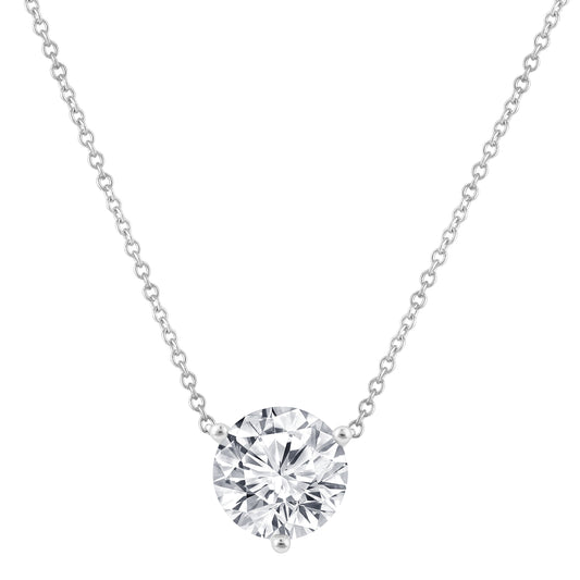 Round Solitaire Diamond Pendant – 14K White Gold, 1.00 ct