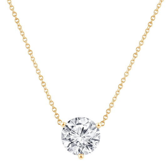 Round Solitaire Diamond Pendant – 14K Yellow Gold, 2.00 ct