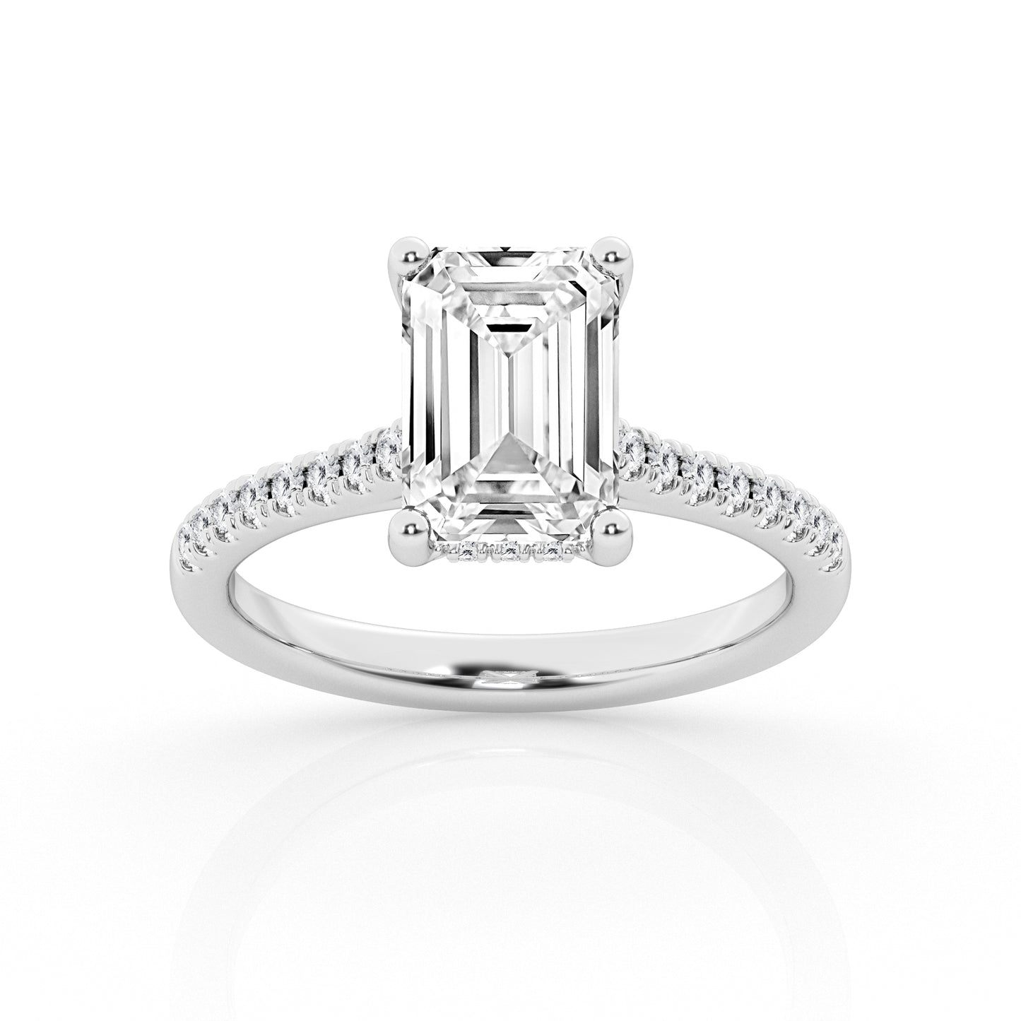 Hidden Halo Emerald Engagement Ring – 14K White Gold, 2.79 ct