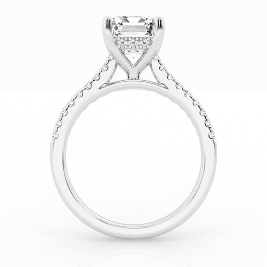 Hidden Halo Emerald Engagement Ring – 14K White Gold, 5.57 ct