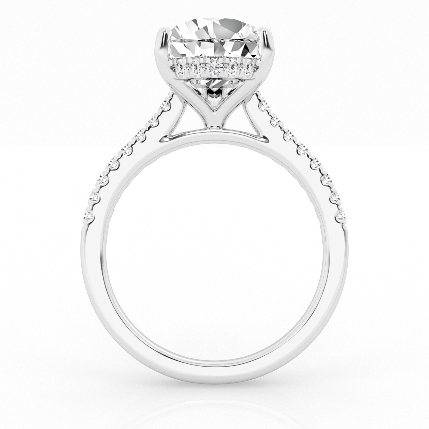 Hidden Halo Pear Engagement Ring – 14K White Gold, 2.27 ct