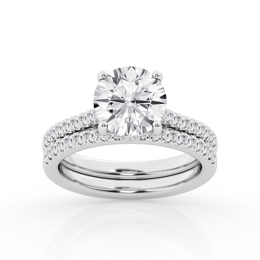 Hidden Halo Engagement Ring – 14K White Gold, 1.80 ct