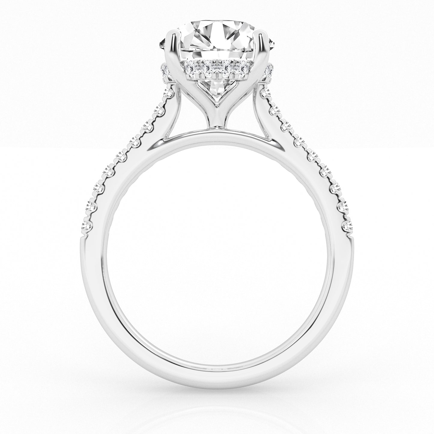 Hidden Halo Engagement Ring – 14K White Gold, 1.80 ct