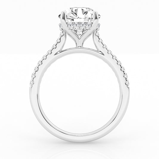 Hidden Halo Engagement Ring – 14K White Gold, 2.26 ct