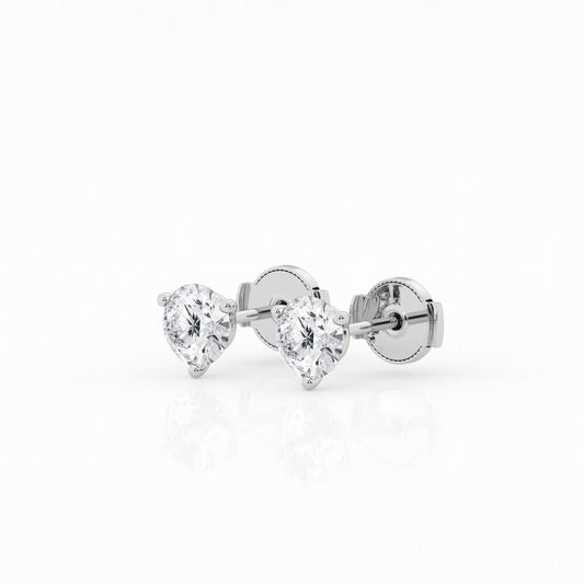 3 Prong Round Studs – 14K White Gold, 0.50 ct