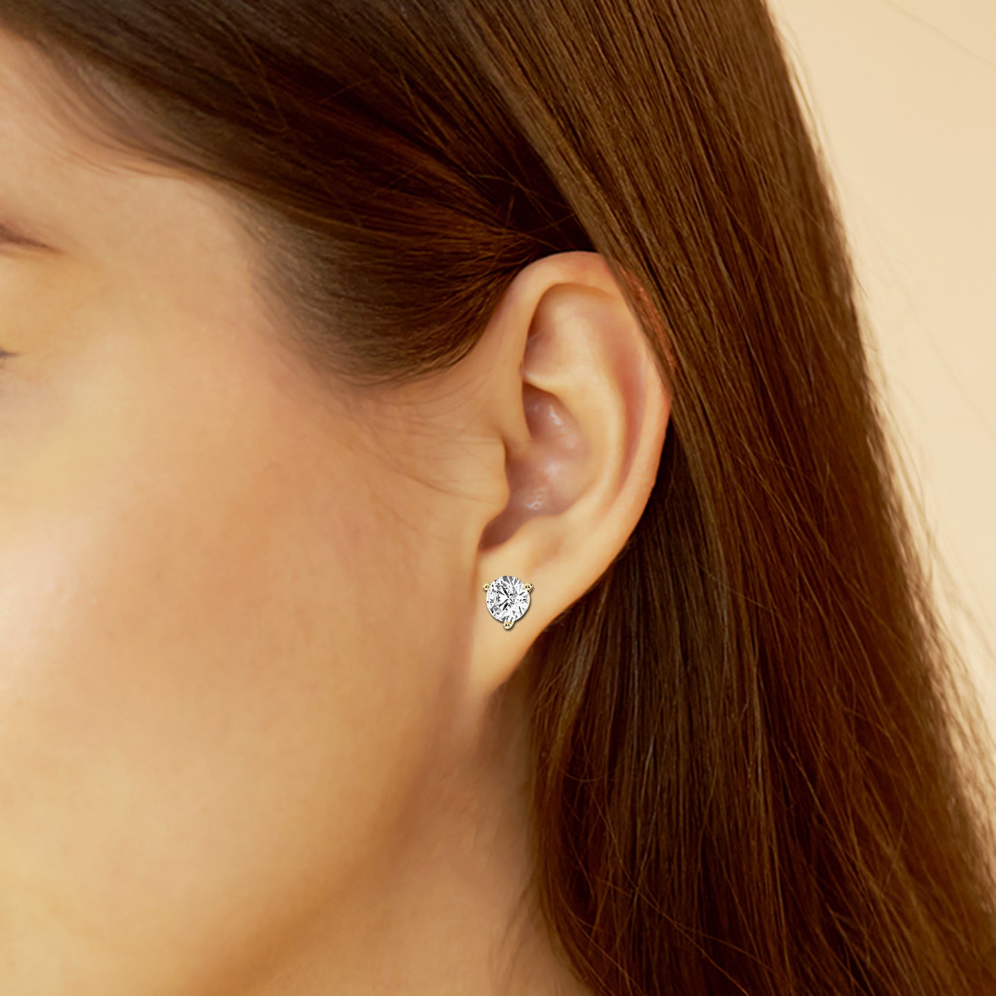 3 Prong Round Studs – 14K Yellow Gold, 1.50 ct