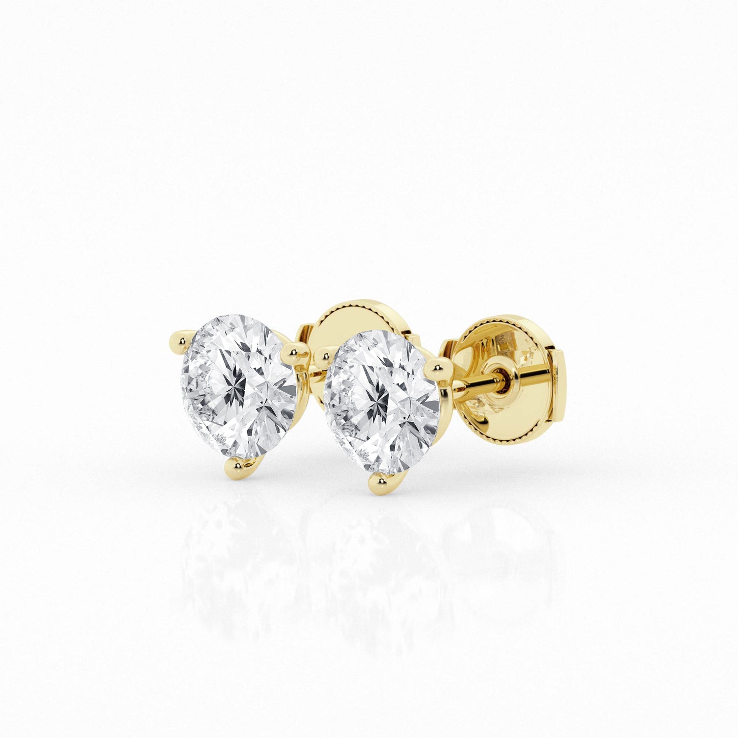 3 Prong Round Studs – 14K Yellow Gold, 1.50 ct