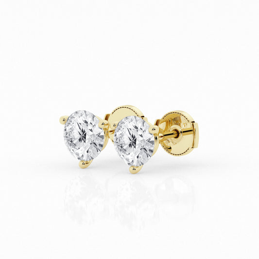 3 Prong Round Studs – 14K Yellow Gold, 0.50 ct