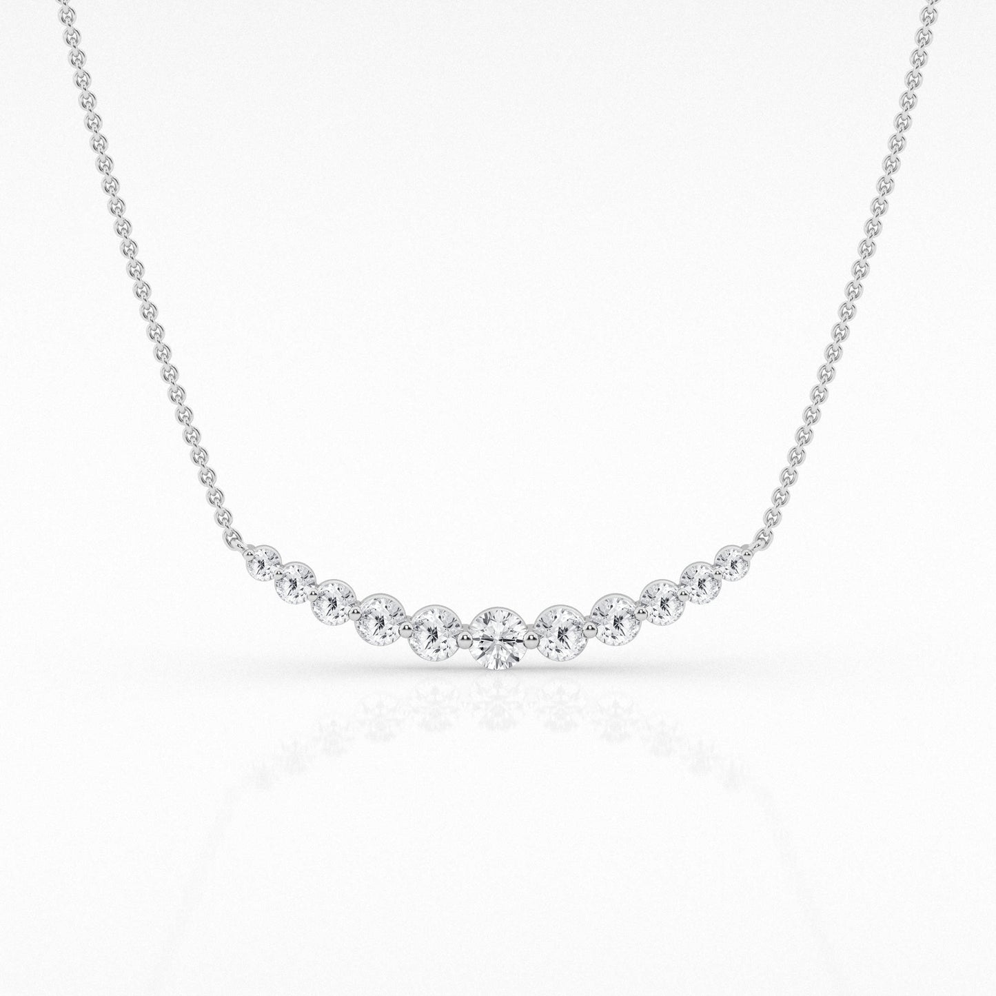 Round Diamond Pendant Necklace – 14K White Gold, 1.00 ct