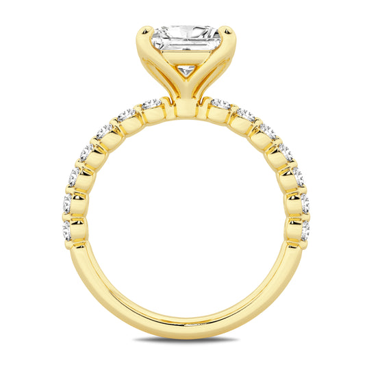 Bubble Ring with Princess Center – 14K Yellow Gold, 4.09 ct