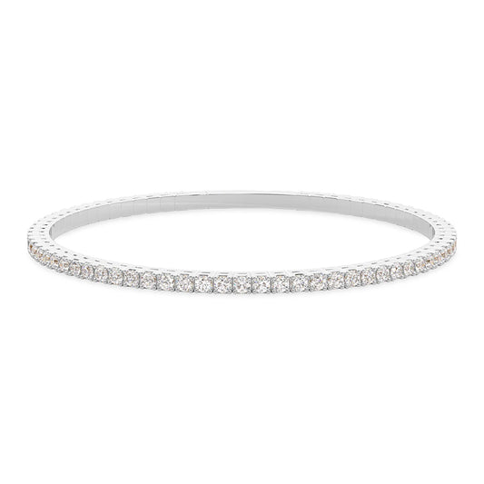 4 Prong Round Flexi Tennis Bangle - 14K white Gold, 3.00 ct