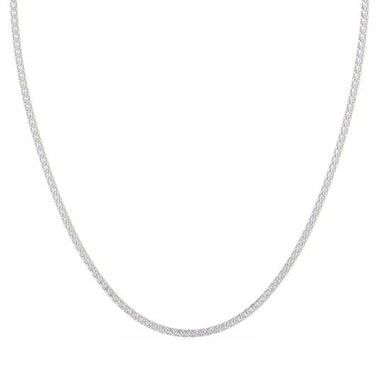 4 Prong Round Tennis Necklace - 14K yellow Gold, 10.00 ct