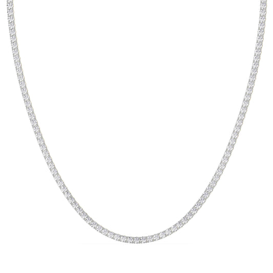 4 Prong Round Tennis Necklace - 14K yellow Gold, 15.00 ct