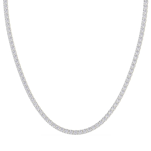 4 Prong Round Tennis Necklace - 14K yellow Gold, 20.00 ct