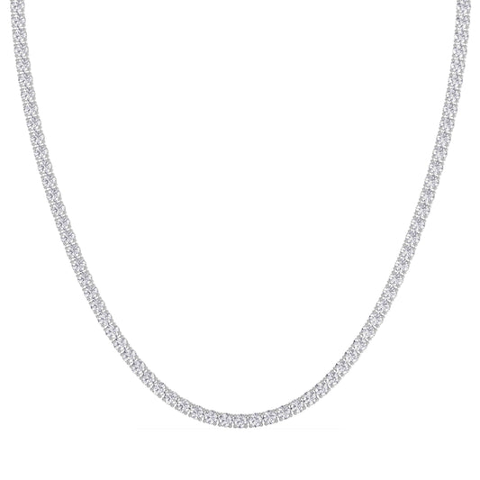 4 Prong Round Tennis Necklace - Platinum, 20.00 ct