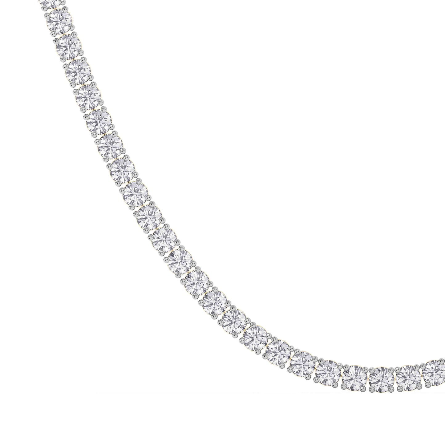 4 Prong Round Tennis Necklace - 14K yellow Gold, 20.00 ct