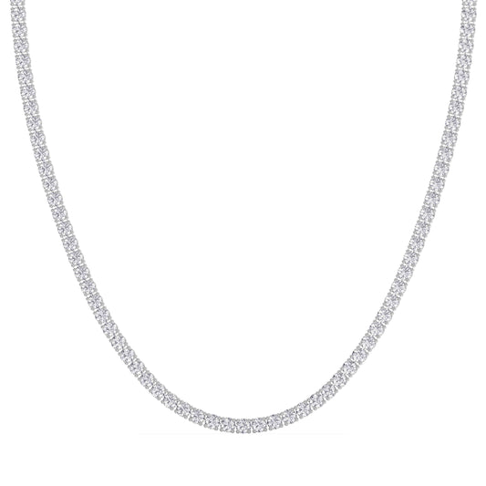 4 Prong Round Tennis Necklace - Platinum, 25.00 ct