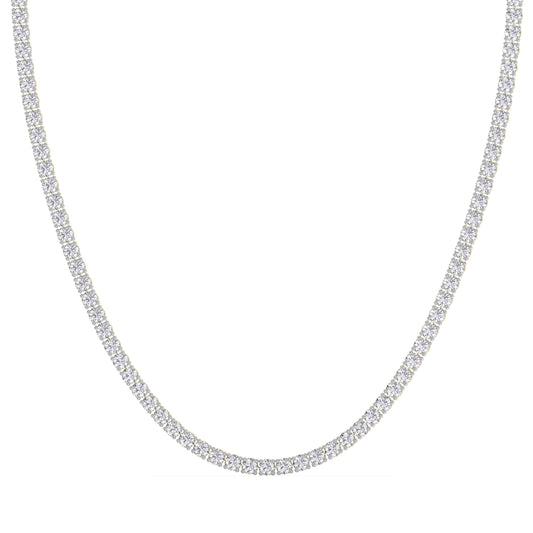 4 Prong Round Tennis Necklace - 14K yellow Gold, 25.00 ct