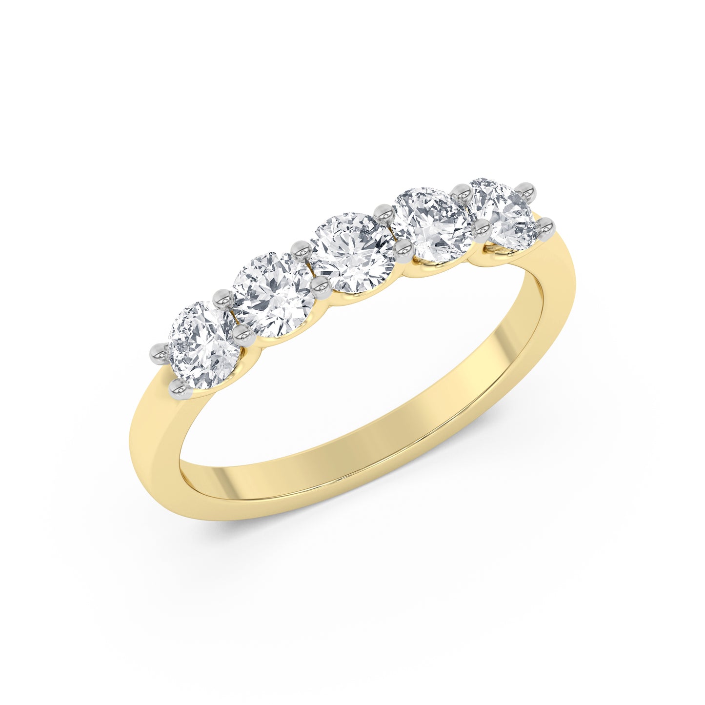 Five-Stone Diamond Ring – 14K Yellow Gold, 2.50 ct