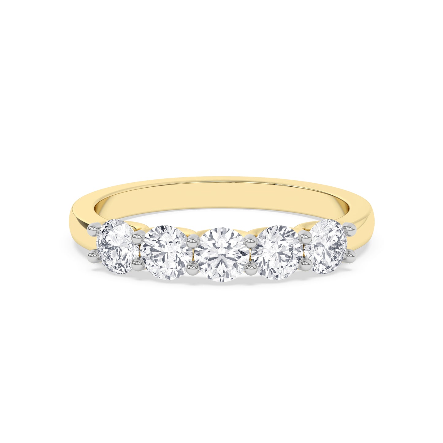 Five-Stone Diamond Ring – 14K Yellow Gold, 2.50 ct