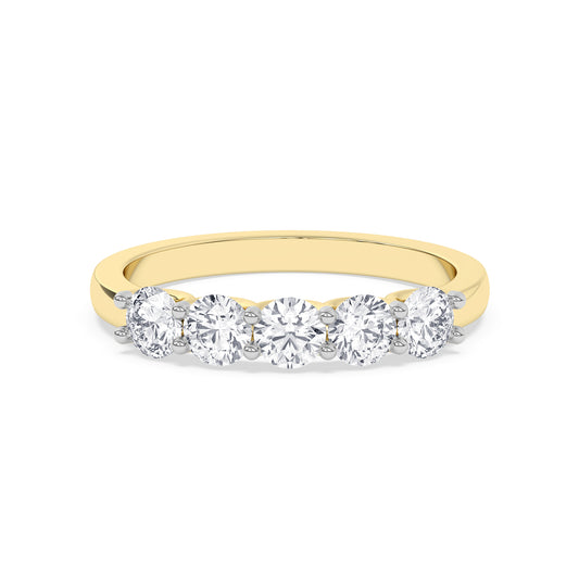 Five-Stone Diamond Ring – 14K Yellow Gold, 3.00 ct