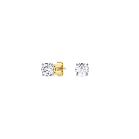 4 Prong Round Studs - 14K yellow Gold, 0.50 ct