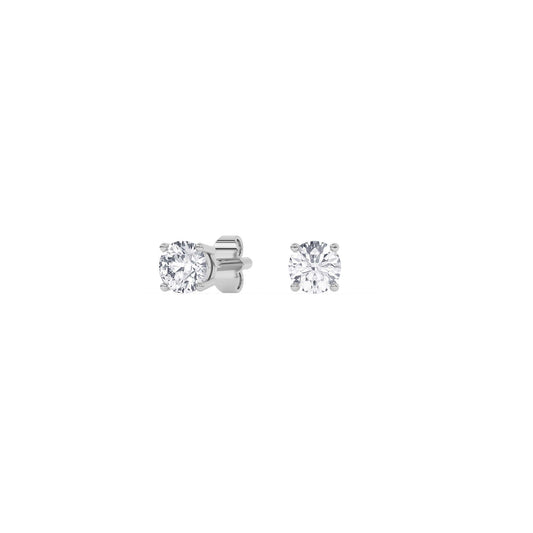 4 Prong Round Studs - 14K white Gold, 0.50 ct
