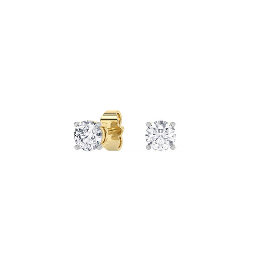 4 Prong Round Studs - 14K yellow Gold, 0.75 ct
