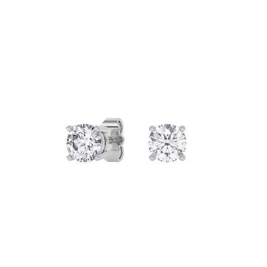 4 Prong Round Studs - 14K white Gold, 1.50 ct