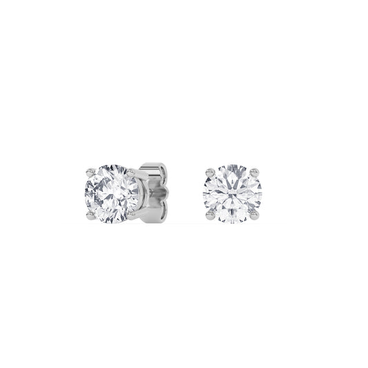 4 Prong Round Studs - Platinum, 2.00 ct