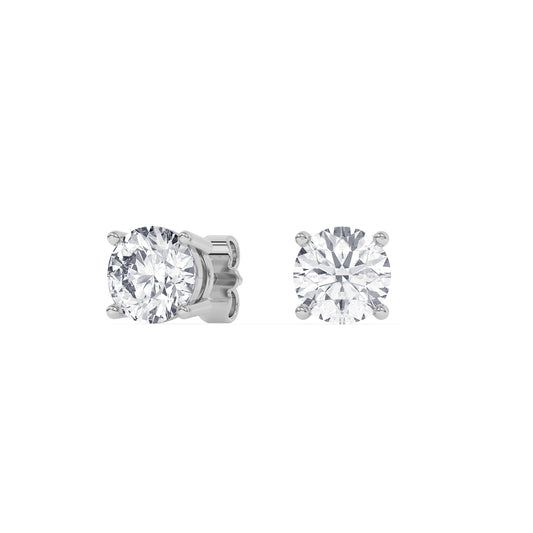 4 Prong Round Studs - Platinum, 3.00 ct