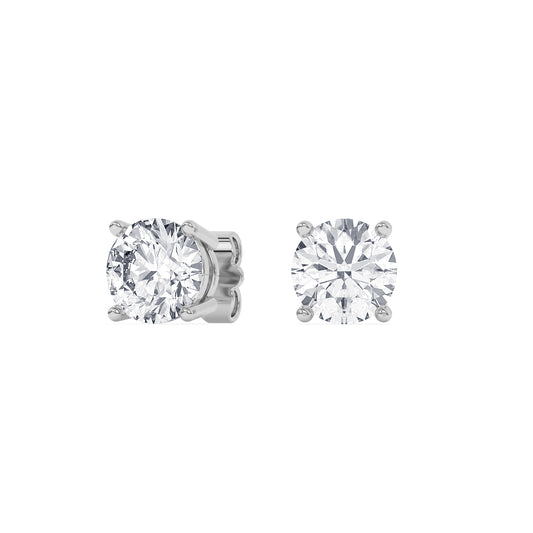 4 Prong Round Studs - 14K white Gold, 4.00 ct