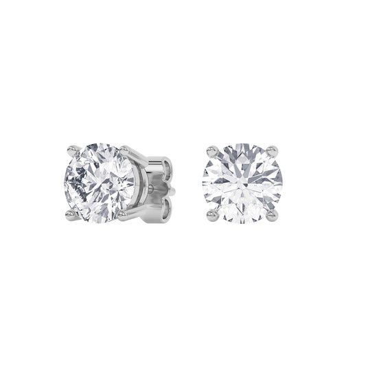 4 Prong Round Studs - Platinum, 5.00 ct