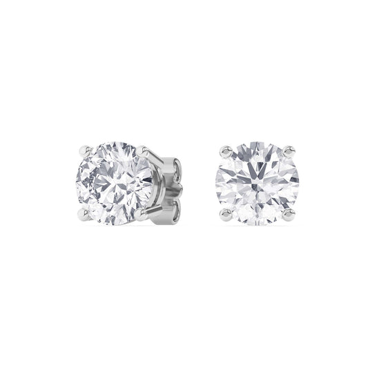 4 Prong Round Studs - 14K white Gold, 6.00 ct